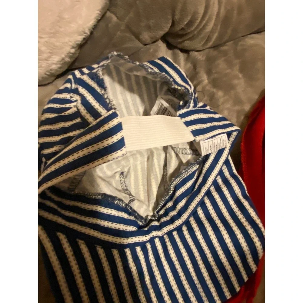 Fun World Train Engineer Costume Infant 6-12M Striped Overalls Hat Bandanna